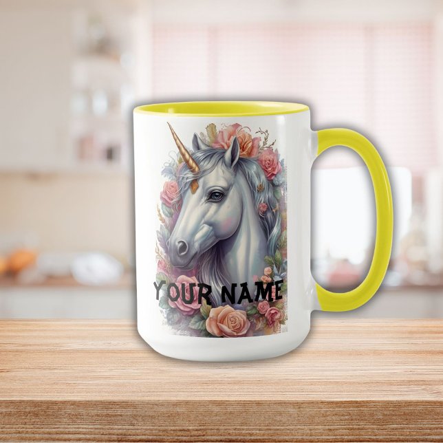Personalisiertes Weißes Einhornportrait Tasse (Personalized White Unicorn Portrait Mug)