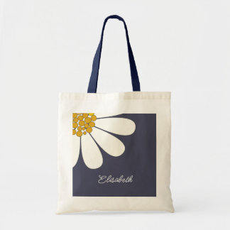 Personalisiertes weißes Gänseblümchen-Blumendesign Tragetasche