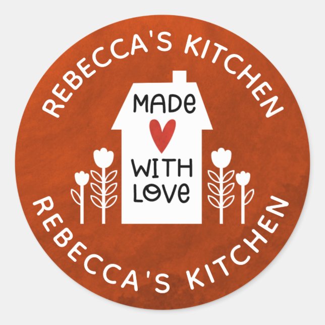 Personalisiertes weißes Haus mit Liebe Runder Aufkleber