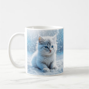 Personalisiertes weißes Kitten im Schnee Kaffeetasse