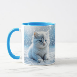 Personalisiertes weißes Kitten im Schnee Tasse