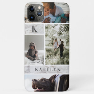 Personalisiertes weißes Marmor 4 FotoCollage Case-Mate iPhone Hülle