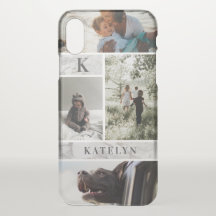 Personalisiertes weißes Marmor 4 FotoCollage