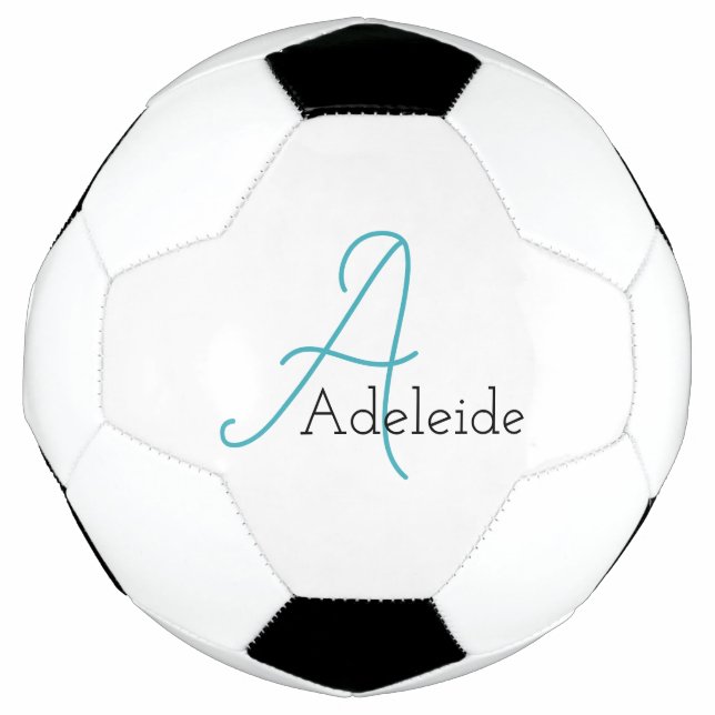 Personalisiertes weißes Monogramm Fußball (Vorderseite)
