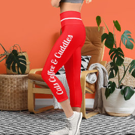 Personalisiertes Weißes Rotes Hochgebäck Capri Leggings