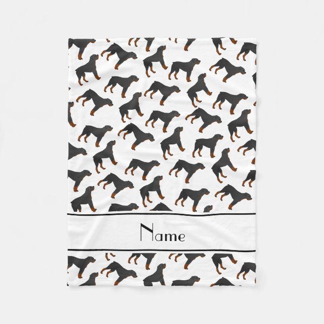 Personalisiertes weißes rottweiler fleecedecke (Vorderseite)