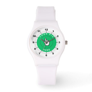 Personalisiertes weißes Silikon für Frauen Armbanduhr