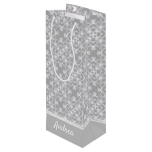 Personalisiertes weißes und graues Muster Geschenktüte Für Weinflaschen