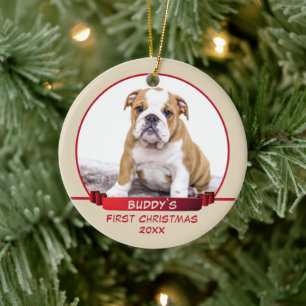 Personalisiertes Welpen 1. Weihnachten Haustierfot Keramik Ornament