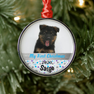 Personalisiertes Welpen-Erstes Weihnachtsgeschenk- Ornament Aus Metall