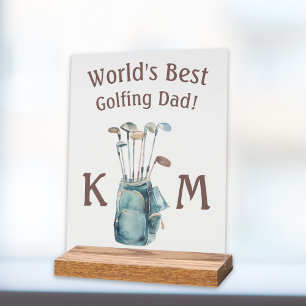 Personalisiertes Weltbestes Golf-Vater-Monogramm Acrylschild