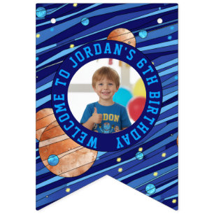 Personalisiertes Weltraum-Galaxie-Kinderfoto Wimpelkette