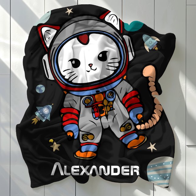 Personalisiertes Weltraumabenteuer für Kid Fleecedecke (Personalized Astronaut Cat Space Adventure for Kid Fleece Blanket )