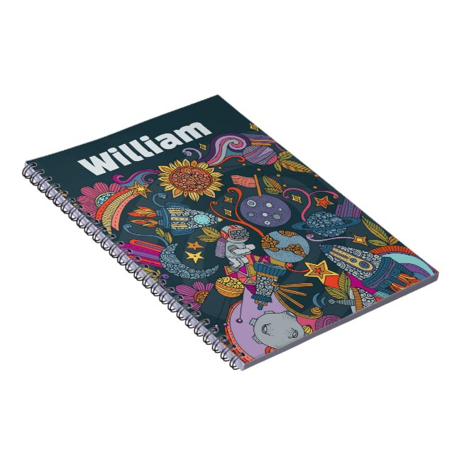 Personalisiertes Weltraumnamensposter für Kinder  Notizblock (Rechte Seite)