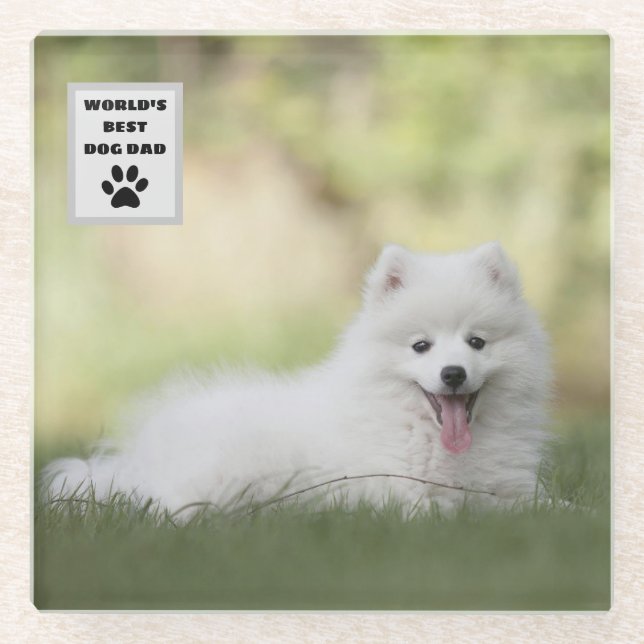 Personalisiertes, weltweit bester Hund-Vater-Custo Glasuntersetzer (Vorderseite)
