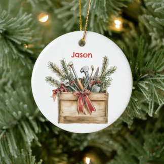 Personalisiertes Werkzeugkiste von Santa Keramik Ornament