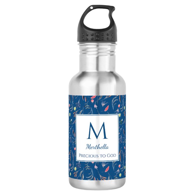 Personalisiertes WERTVOLL-2GOD-Monogramm Edelstahlflasche (Vorderseite)