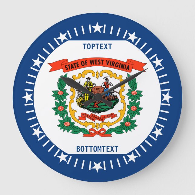 Personalisiertes West Virginia State Flag Design a Große Wanduhr (Vorderseite)