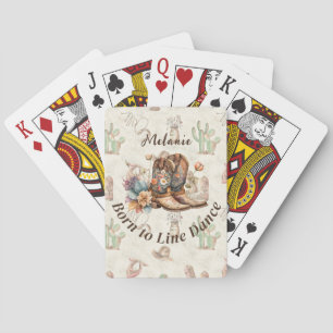 Personalisiertes Western-Boho-Linientanzen Spielkarten