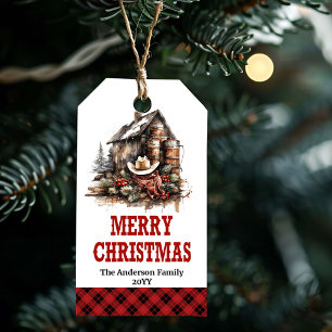 Personalisiertes Western-Weihnachtsetikett mit ind Geschenkanhänger