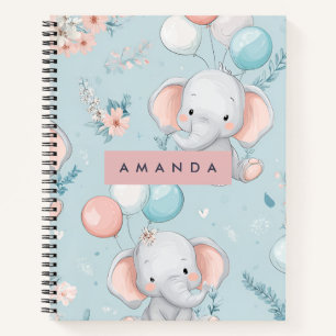 Personalisiertes Whimsical Baby Elephant Muster Notizbuch
