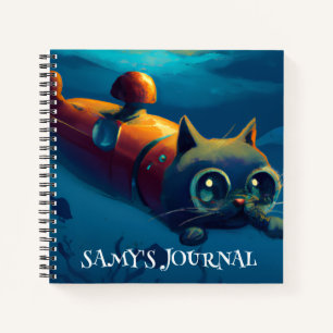 PERSONALISIERTES WHIMSICAL CAT UNTERWASSER ABENTEU NOTIZBUCH