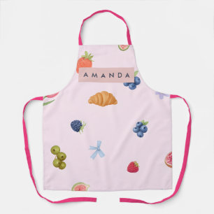 Personalisiertes Whimsical-Croissant- und Beerenmu Schürze