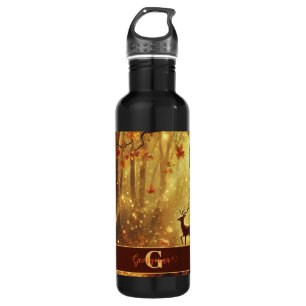 Personalisiertes Whimsisches Goldenes Waldland Edelstahlflasche