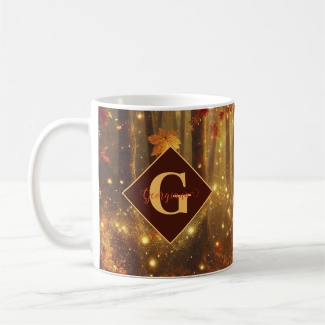 Personalisiertes Whimsisches Goldenes Waldland Kaffeetasse (Links)