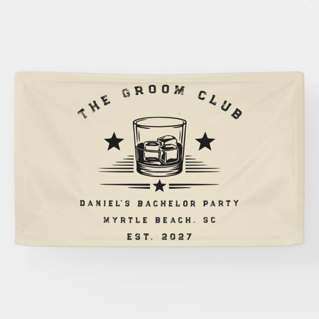 Personalisiertes Whiskey-Wochenende-Junggesellenab Banner (Horizontal)