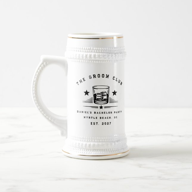 Personalisiertes Whiskey-Wochenende-Junggesellenab Bierglas (Links)