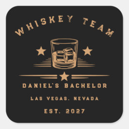 Personalisiertes Whiskey-Wochenende-Junggesellenab Quadratischer Aufkleber