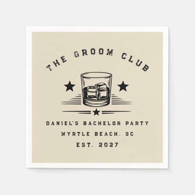 Personalisiertes Whiskey-Wochenende-Junggesellenab Serviette (Vorderseite)