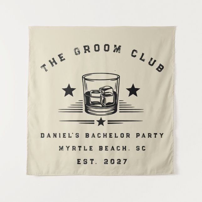 Personalisiertes Whiskey-Wochenende-Junggesellenab Wandteppich (Vorderseite)