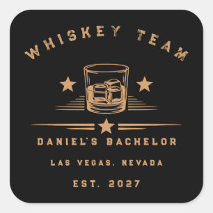 Personalisiertes Whisky-Themen-Wochenende-Junggese Quadratischer Aufkleber