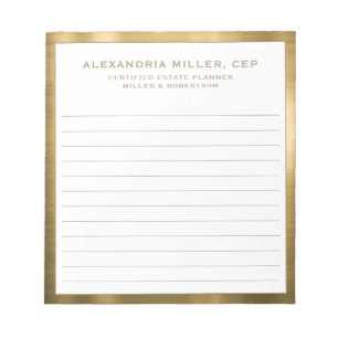Personalisiertes White and Gold Beruflich Notepad Notizblock