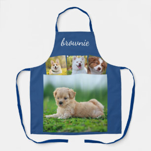 Personalisiertes White Blue Collage Script mit 4 F Schürze