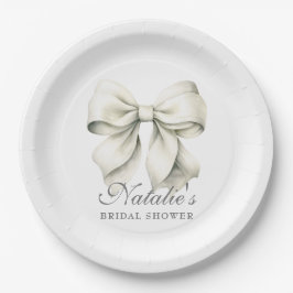 Personalisiertes White Bow Brautparty Extravagant Pappteller