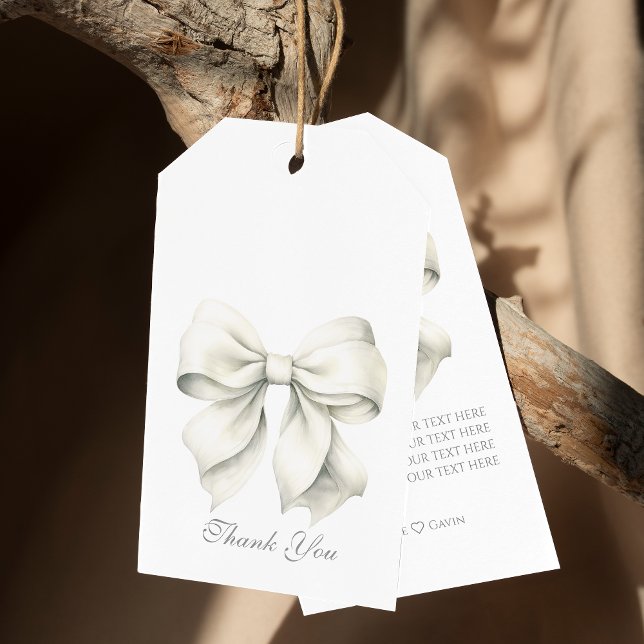 Personalisiertes White Bow Brautparty Geschenkanhänger (Von Creator hochgeladen)