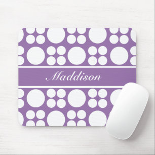 Personalisiertes White Dot Muster auf Ce Soir Lila Mousepad