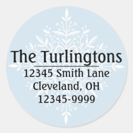 Personalisiertes White Snowflake Rücksendeadresse Runder Aufkleber