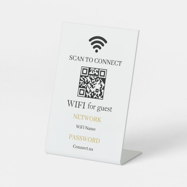 Personalisiertes WiFi-QR-Code-Netzwerk-Podiumsschi Sockelschild (Vorderseite)