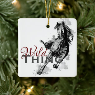 Personalisiertes Wild Ding Galloping Pferd Weihnac Keramikornament