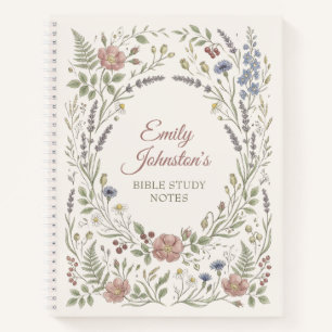 Personalisiertes Wildblumen-Bibelstudium Notizbuch