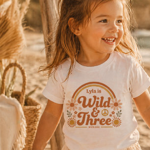 Personalisiertes Wilde Drei Geburtstags-Shirt Mädc Kleinkind T-shirt
