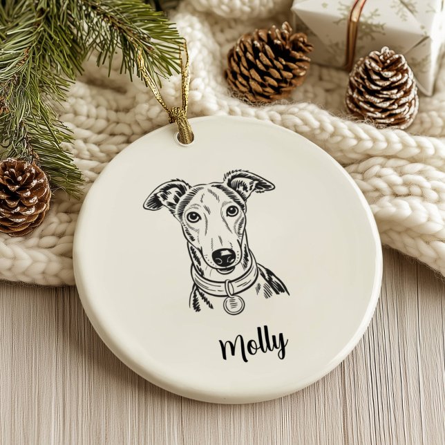 Personalisiertes Windhund-Hunde-Weihnachten Keramik Ornament (Von Creator hochgeladen)
