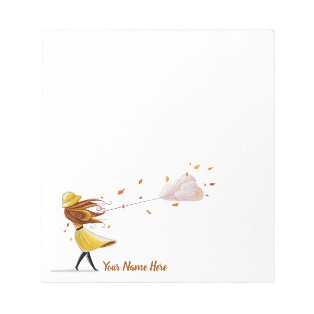 Personalisiertes Windy Girl mit Cloud Notizblock (Vorderseite)