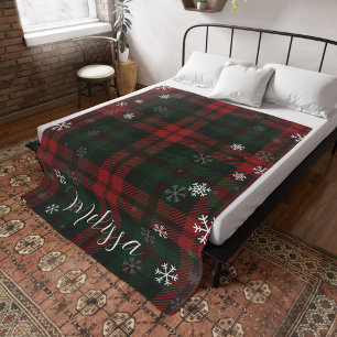 Personalisiertes Wintermuster mit karierten Schnee Fleecedecke