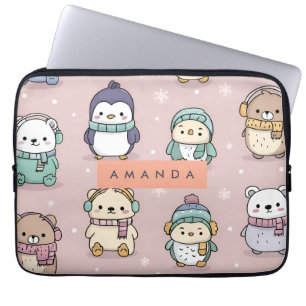 Personalisiertes Winterpinguin-Muster Laptopschutzhülle