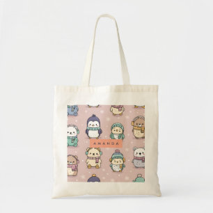 Personalisiertes Winterpinguin-Muster Tragetasche